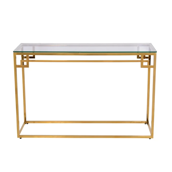 Console CRIBEL Oro con Piano in Vetro 120×40