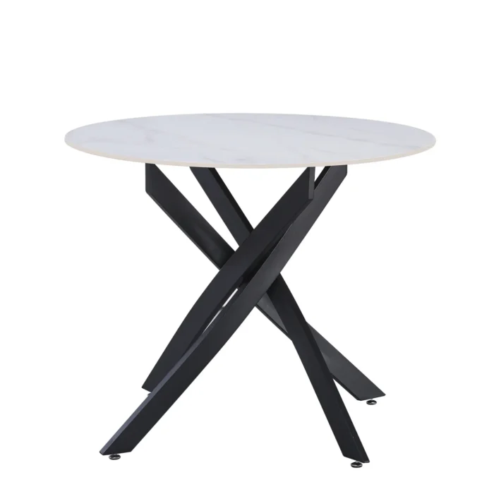 Tavolo rotondo CRIBEL Royal White con venature/gambe nere