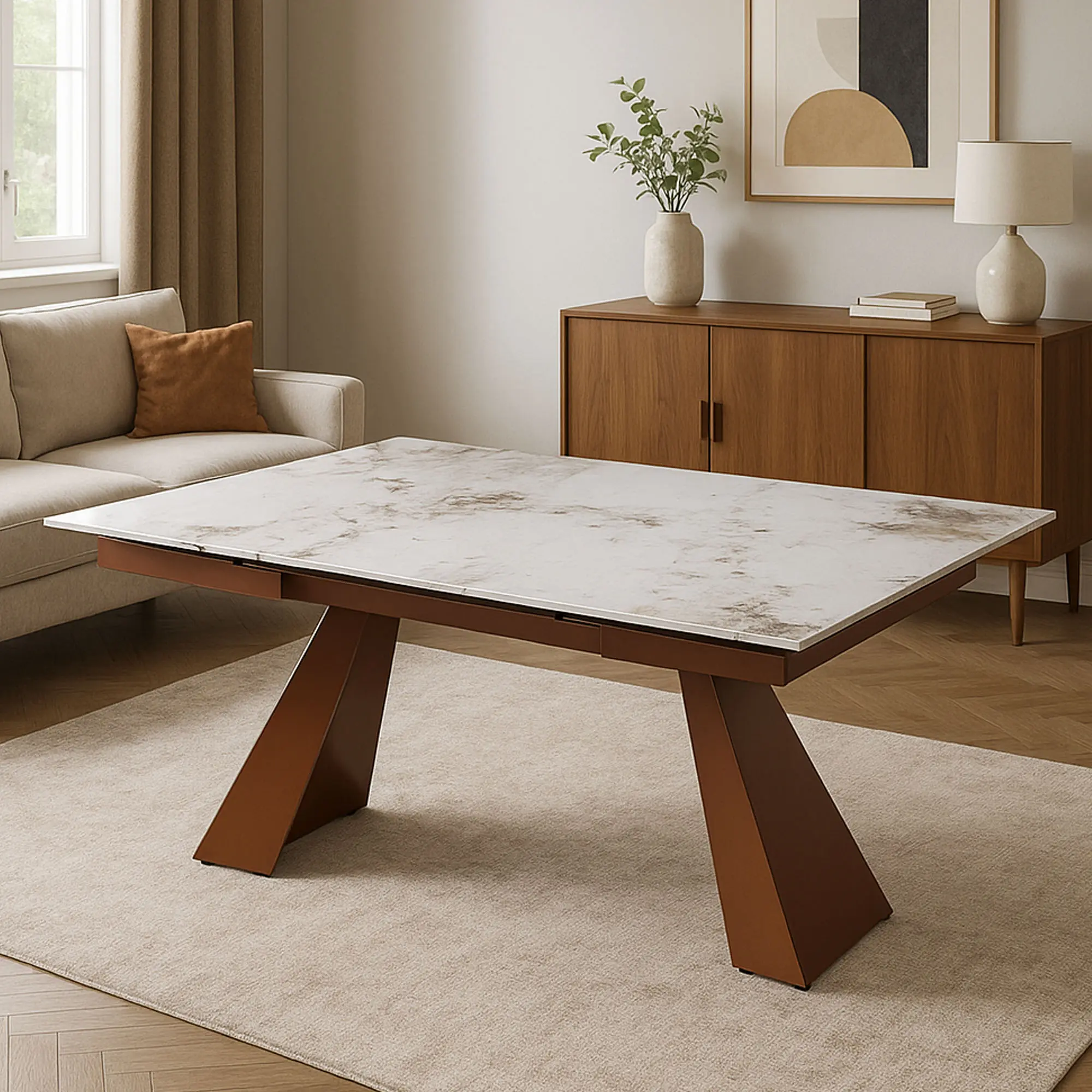 Cribel Tavolo Vermont Allungabile in Alluminio Patagonia con Gambe Bronzo - Image 3