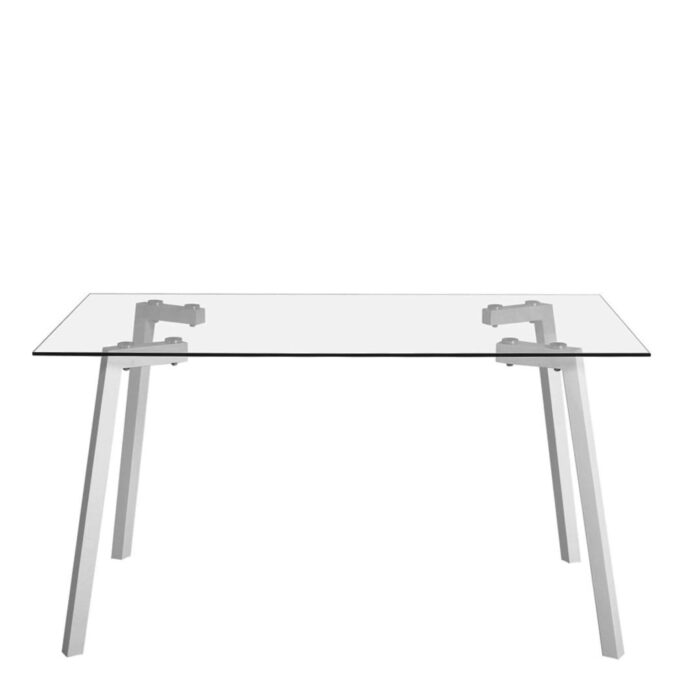 Cribel Tavolo New Sky in Vetro Trasparente con Gambe Bianche
