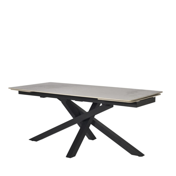 Cribel Tavolo Allungabile Pegaso Bianco Effetto Pietra con Gambe Nere