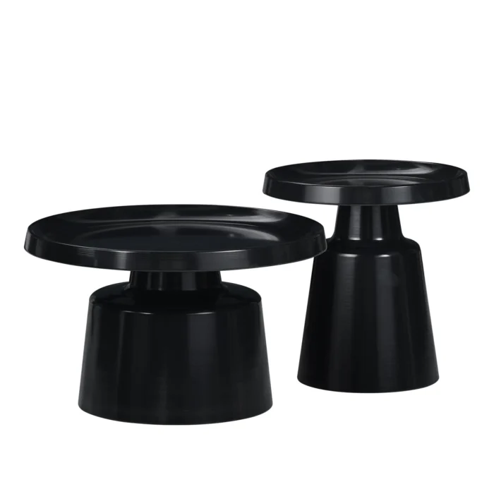 CRIBEL Set 2 Tavolini Altea in Metallo Nero Opaco