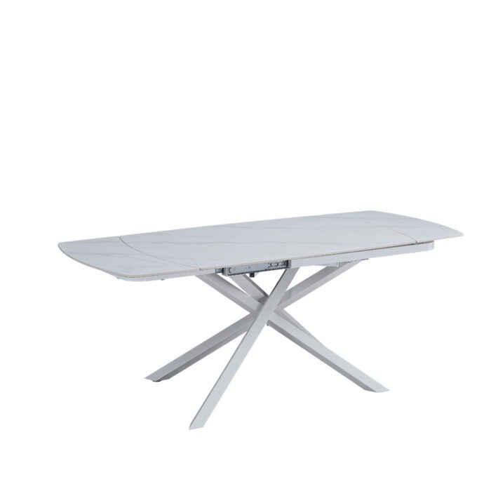 Cribel Tavolo da Pranzo Allungabile Louis in Ceramica Bianca e Metallo