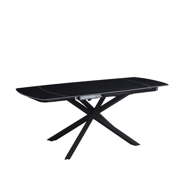 Cribel Tavolo da Pranzo Allungabile Louis in Ceramica Nera e Metallo