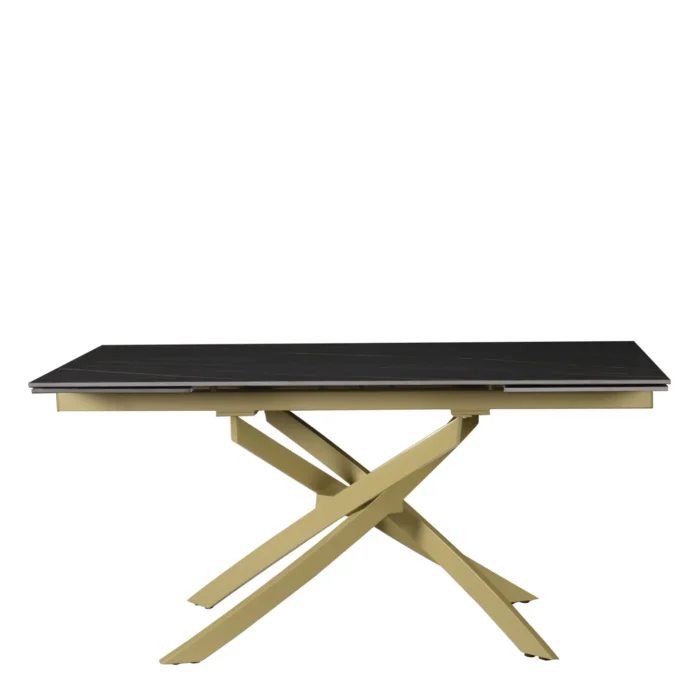 Cribel Tavolo Allungabile Bruno con Piano Nero e Gambe Oro