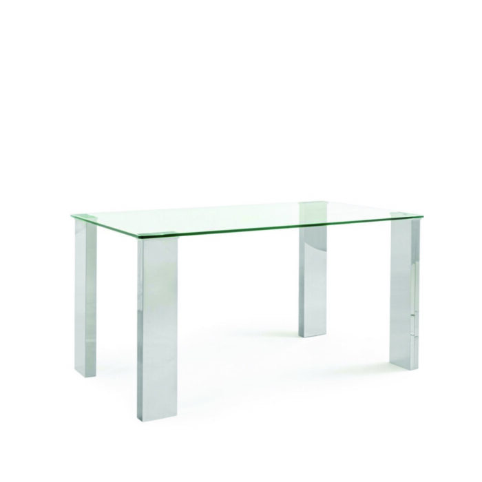 Cribel Tavolo da Pranzo Moderno Tower con Piano in Vetro e Gambe Crom