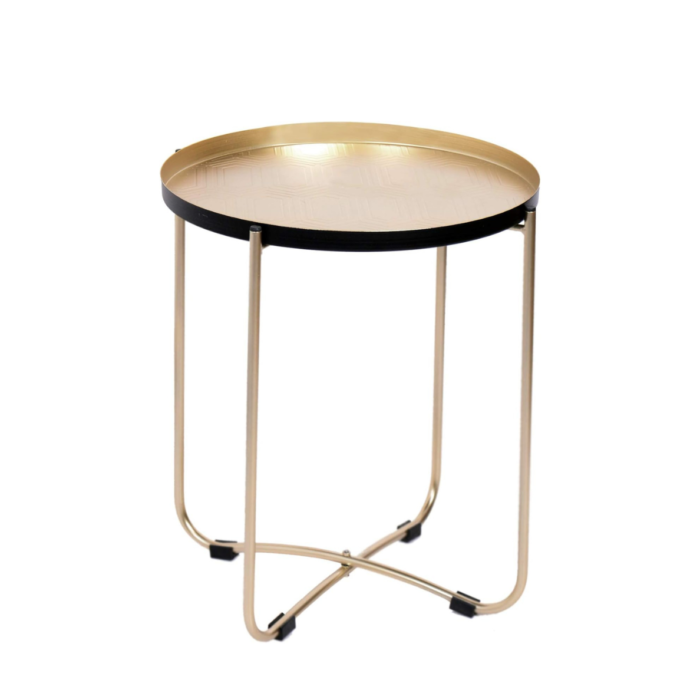Cribel Tavolino da Caffè Tuoni Belly in Metallo Dorato con Bordo Nero