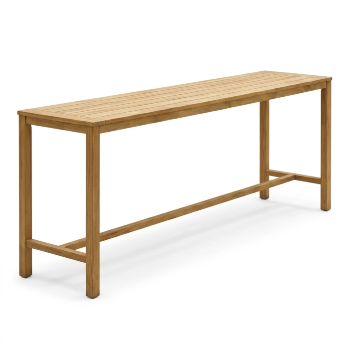 Cribel Bancone Bar Rettangolare in Teak con Poggiapiedi