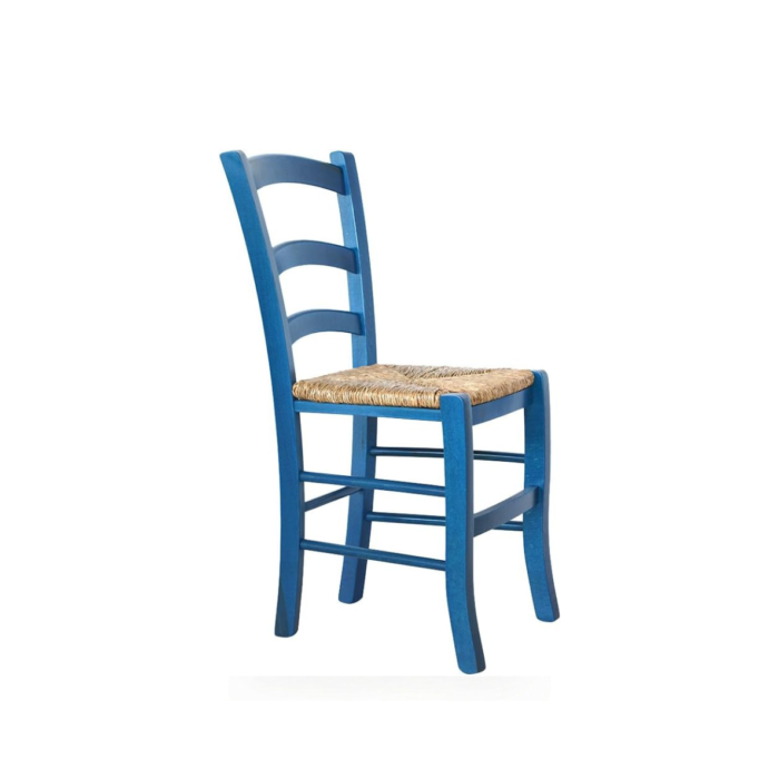 CRIBEL Set di sedie Lecce, seduta in paglia, blu, set da 2